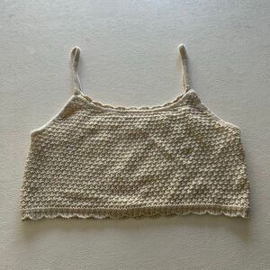 Aeropostale Knit Cropped Cami Tank Top Beige Textured Sleeveless Women’s Size L